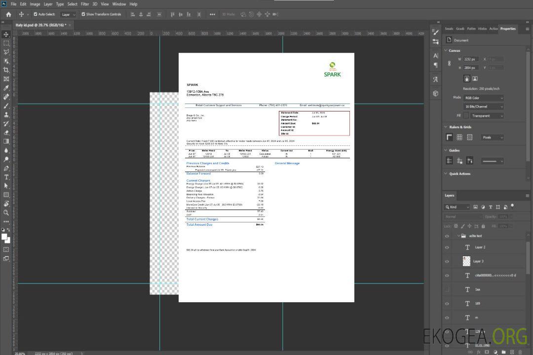 Modèle de facture de services publics d'entreprise Canada Alberta Spark aux formats Word et PDF template